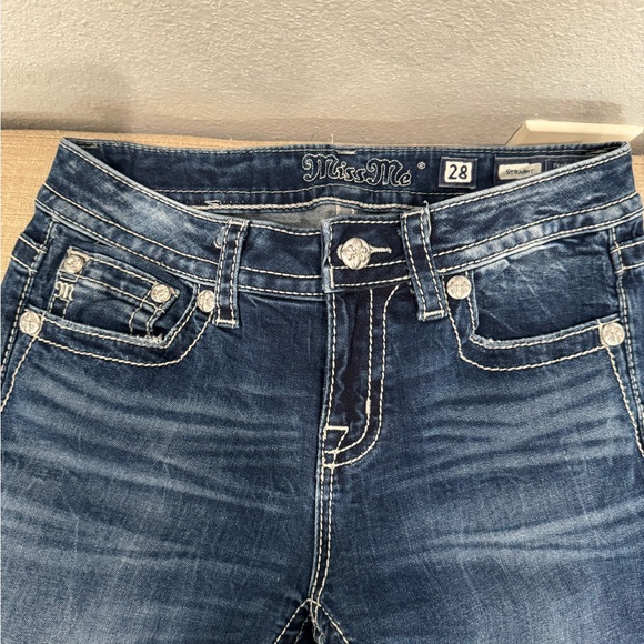 Miss Me Blue Boot Cut Jeans with Embroidered Pockets - Picture 6 of 7